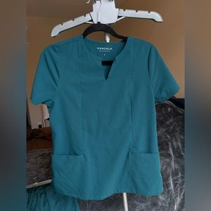 Mandala women’s scrub top, small, Caribbean blue/Teal